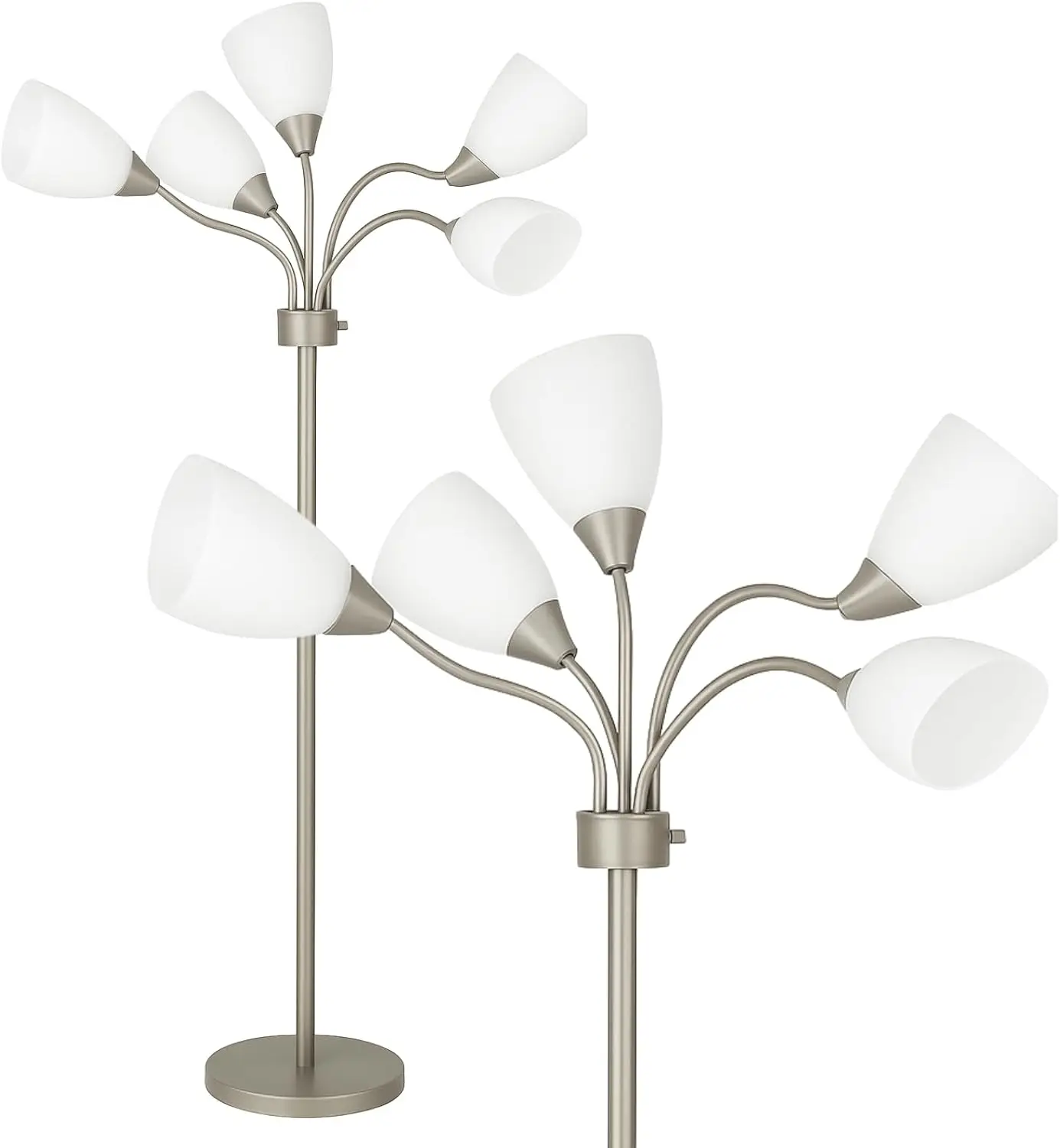 

Напольный светильник с 5 лампами, регулируемый, с белыми плафонами, серебристый дизайн в виде паука, для спальни, гостиной, офиса