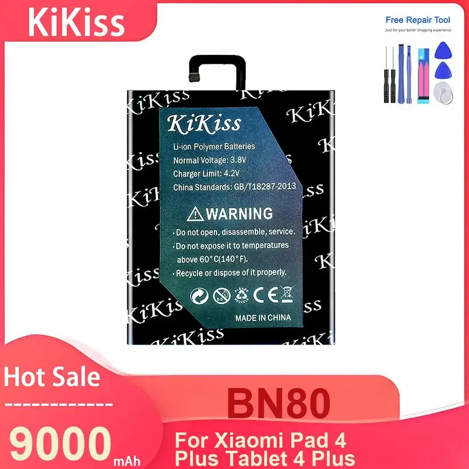

KiKiss Tablet Battery For Xiaomi Pad 4 Plus Tablet 4 Plus ,BN80 9000mAh Batteries ,with Tools