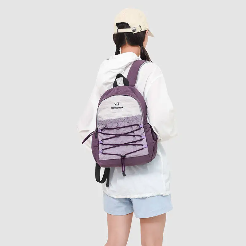 New  Gradient Backpack Waterproof Nylon Drawstring Detail Multiple Pockets Breathable Straps for Daily Commute Travel Casual