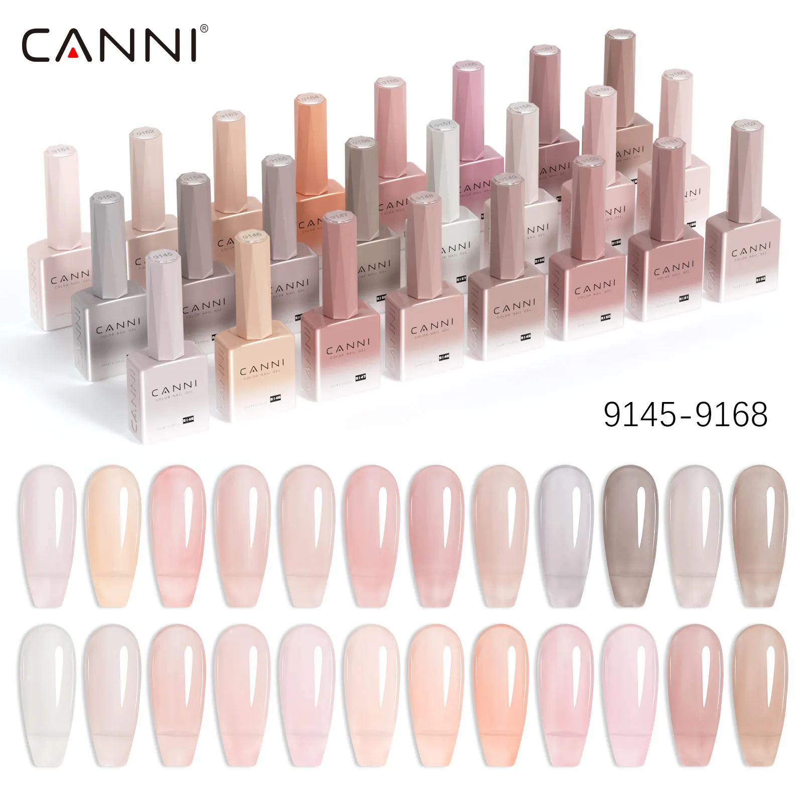 9ml No TPO CANNI Semi Transparent Nail Gel Polish Round Brush French Nail Design Jelly Consistency Soak Off UV LED Nail Varnish