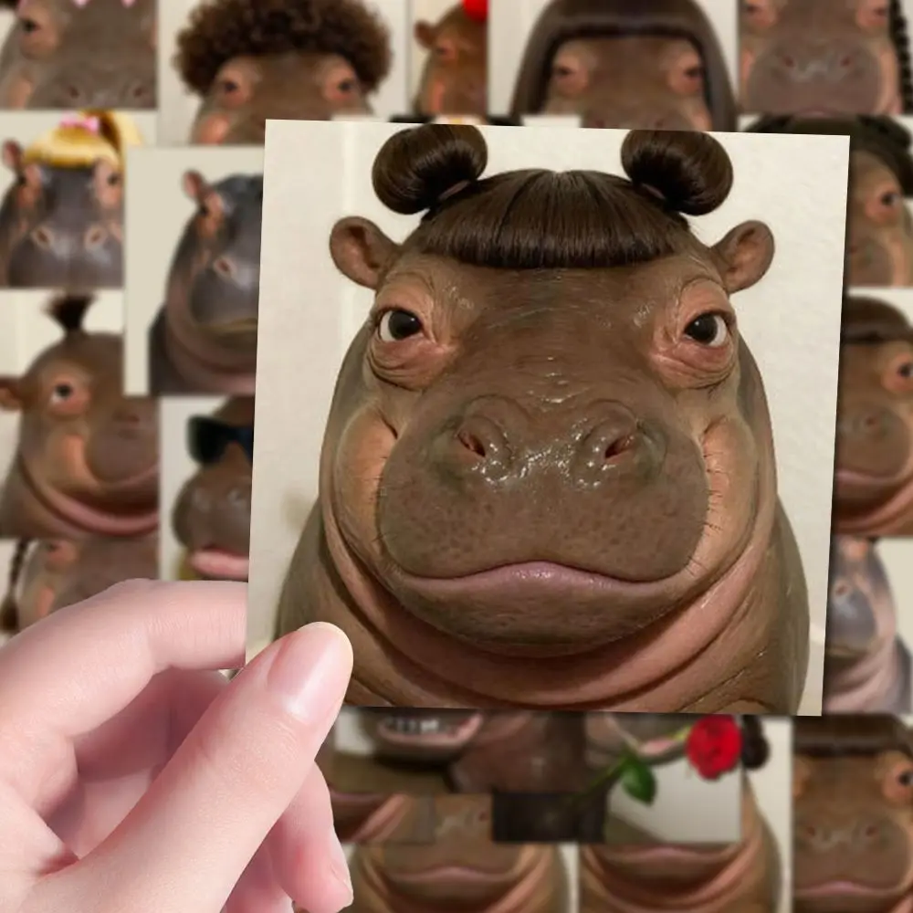 

48Pcs Hippopotamus Water Light Skin Stickers Fun Abstract Funny Emojis Creative Desktop Mobile Phone Decoration Stickers