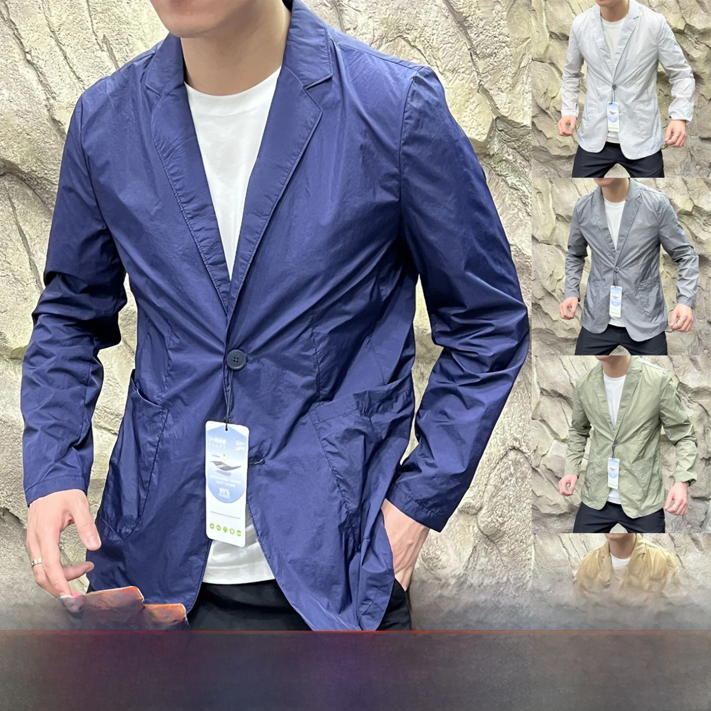 

Ultra-Thin Men's Suit Jaet Breathable Waterproof Lightweight Only 00g UPF50+ Spring Summer Casual Busin Wear