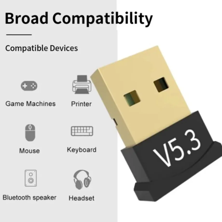 USB Bluetooth 5.3 アダプタ PC ラップトップコンピュータワイヤレスドングル Bluetooth アダプタサポートマウスキーボード Windows 7/8.1/10/11