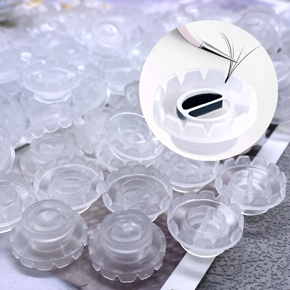 Zanse100pcs Estensione ciglia Fiore rosa Colla Ritardo Tazza Tattoo Adesivo Pigmento Titolari Innesto Ciglia Tenendo Vassoi Strumenti