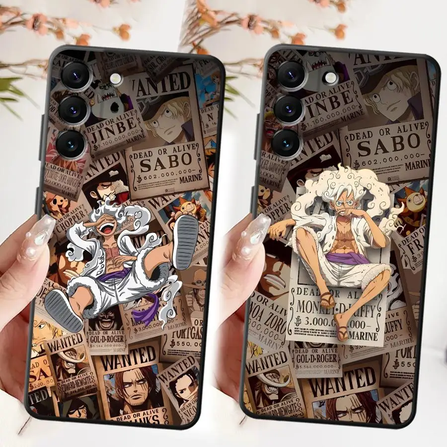 Ones Pieces Ruffys Anime Hülle für Samsung Galaxy A03s A40 A16 A12 A06 A17 A15 A05 A04 A20 A13 A70 A50 Schwarze Handyhülle
