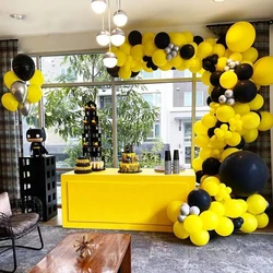 73pcs Black Yellow Silver Balloon Garland Arch Kit Wedding Birthday Retirement Party Decoration Baby Shower Latex Ballon