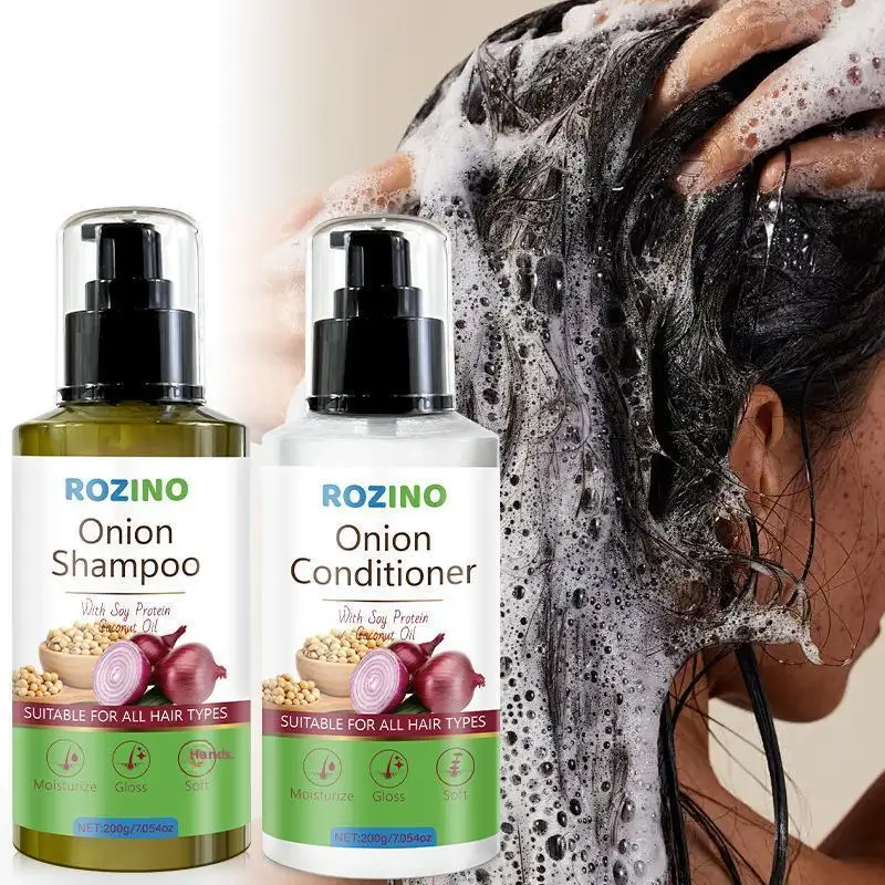 

Onion Shampoo Set For Scalp Cleanses Oil Control Professional For Men And Women Improves Hair Quality Volumizing Hair 1 Set