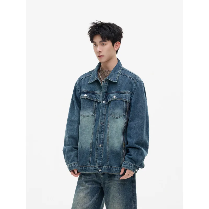 

GIOIOM's джинсовая куртка, весенне-осенняя новая свободная повседневная джинсовая куртка в американском стиле для мужчин