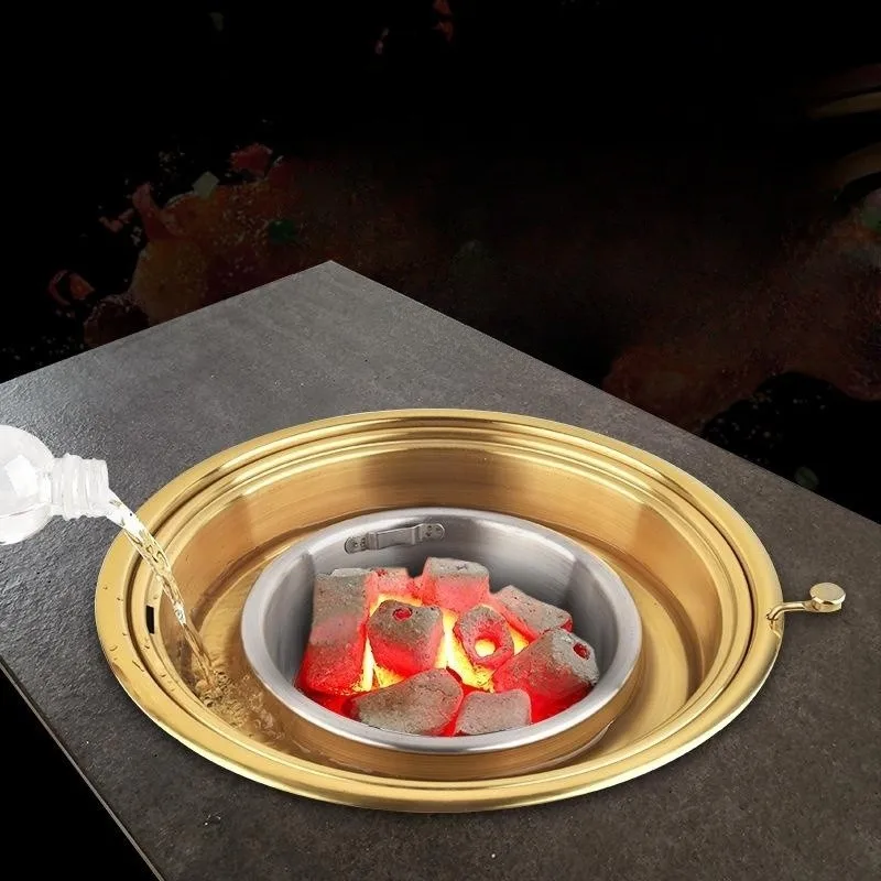 Высококачественная крытая плита Hibachi Golden Коммерческий бездымный фильтр Круглый угольный гриль-стол для барбекю для ресторанов