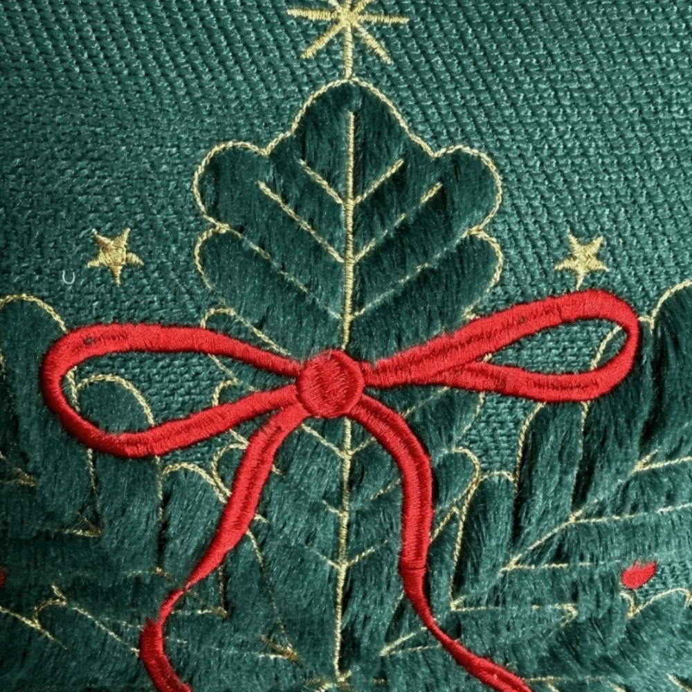 New Christmas Throw Pillow Covers Xmas Tree Bell Snowflake Embroidered Pillowcase Green White Tufted Pillow Covers Holiday Party