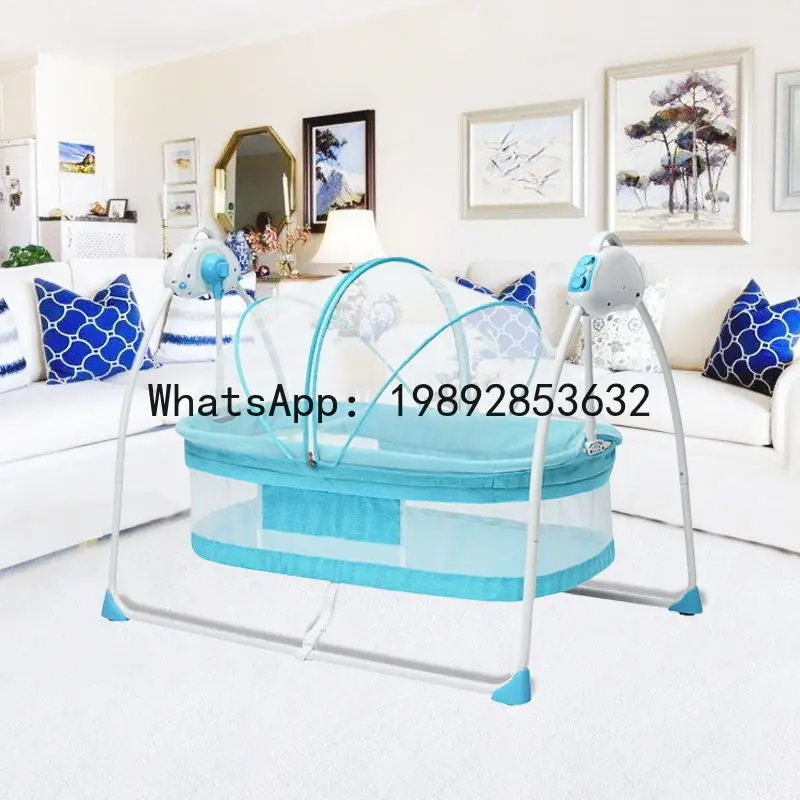 سرير مهد كهربائي متعدد الوظائف وقابل للطي لحديثي الولادة وسرير هزاز مهدئ للنوم الموسع #3