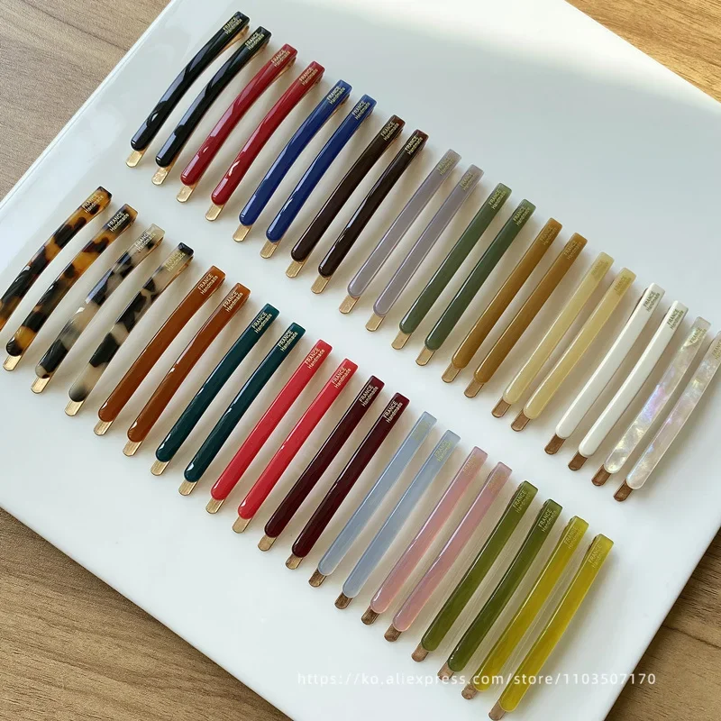 France basic word clip ~ Korea France color jelly fringe clip, side broken hair clip hair accessories simple Fashion