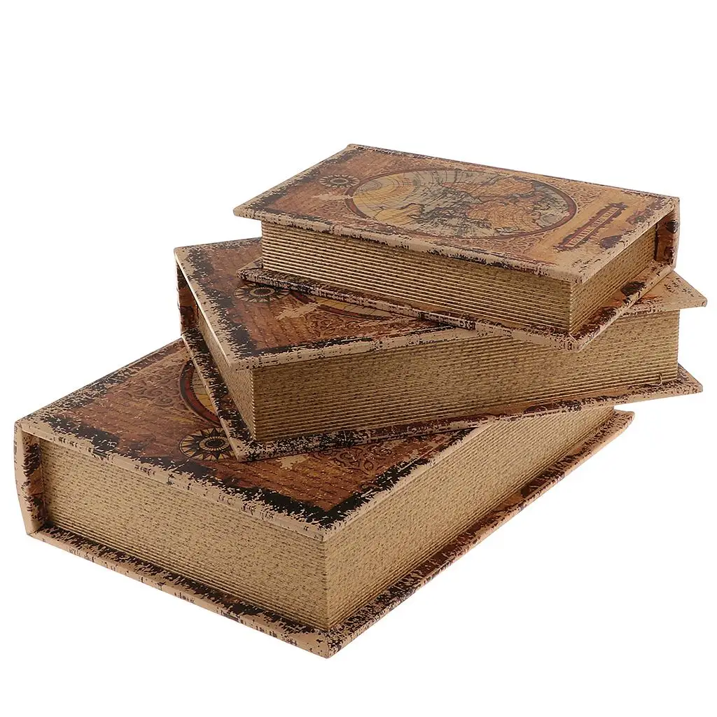 

Деревянная шкатулка для украшений в форме книги, винтажный стиль, коробка для хранения, реквизит для кафе, фотосъемки и домашнего декора