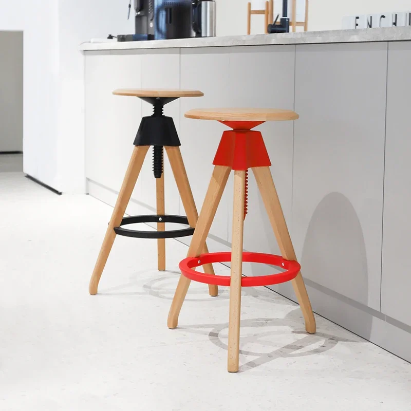 Industrial Levantamento Bar Stool, Round Rattan Stool, Mobiliário Ajustável, Sala de Jantar e Terraço, Designer
