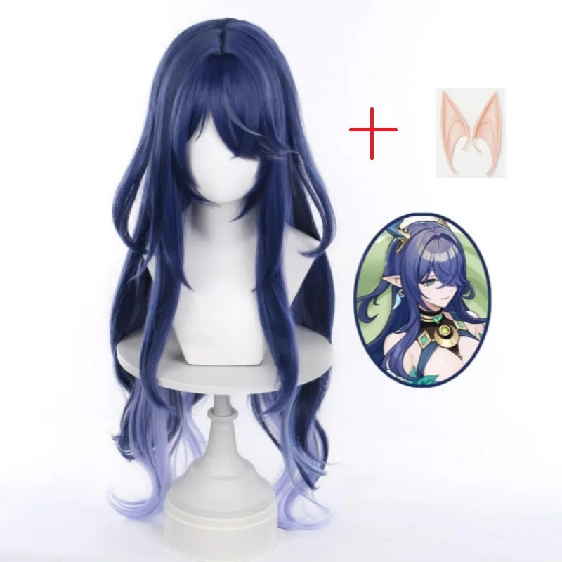 

Game Genshin Impact Lauma Cosplay Wig Ears Long Blue gray Heat Resistant Synthesis Hair Halloween Carnival Party Women Men Props