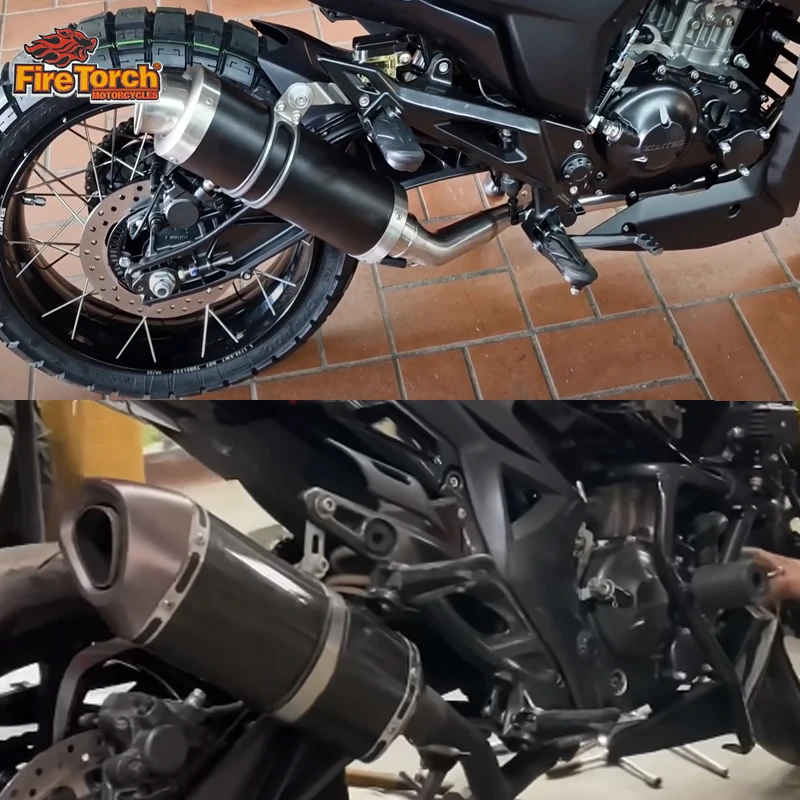 Slip On For ZONTES ZT 350 GK GK350 T X R T1 X1 T2  Motorcycle Exhaust Escape Moto Full System Front Link Pipe With Catalyst