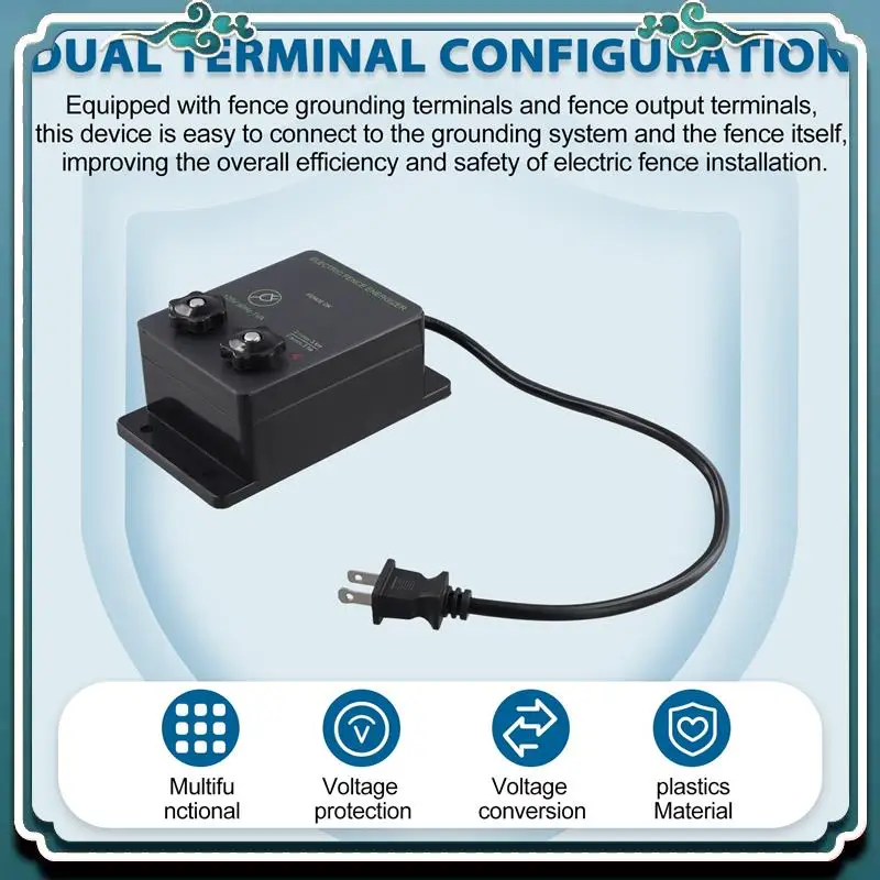 

Premium 2-Mile Electric Fence Energizers For Preventing Wild Animals Intruding Output Voltage 5000 V 0.1Joule US Plug