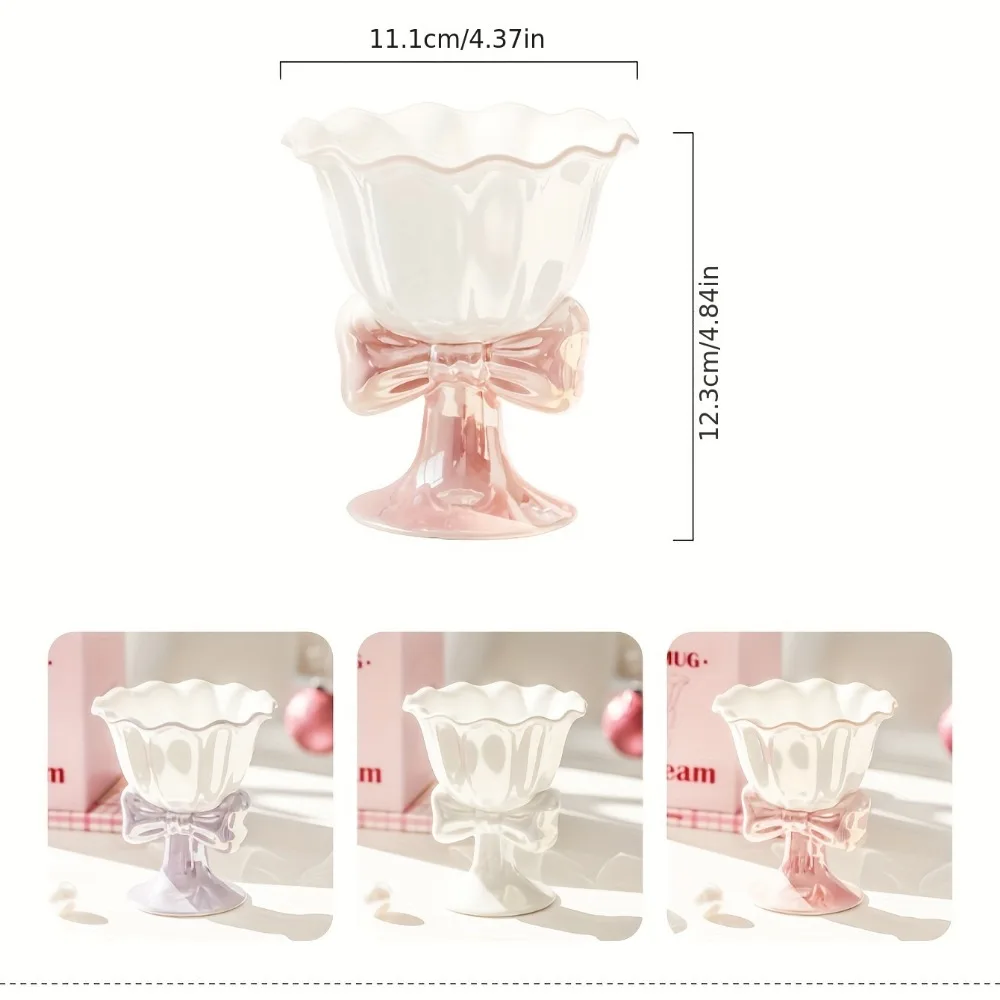Japanese Bowknot Ceramic Sobremesa Cup, Canecas De Café, Copo De Água Delicado, Presente De Aniversário, Graduação, Verão E Inverno, 180ml, 1Pc