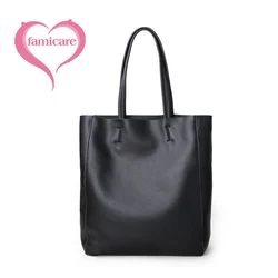 Genuine Leather Bag Women Casual Tote Female Luxury Simple Fashion Handbag Lady Cowhide Leather Daily Use Shoulder Shopping Bag