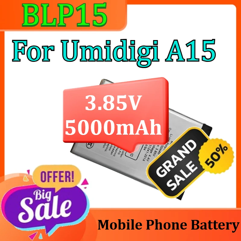 

Новый аккумулятор BLP15 для мобильного телефона Umidigi A15, сменный аккумулятор 3,85 В, 5000 мАч