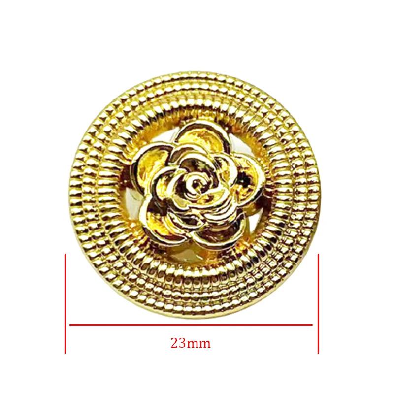 10 Stück dreidimensionale Rose Metallknöpfe Kleidung Tasche DIY Handwerk hochwertige dekorative aushöhlen runde Knöpfe Zubehör – Detail 6