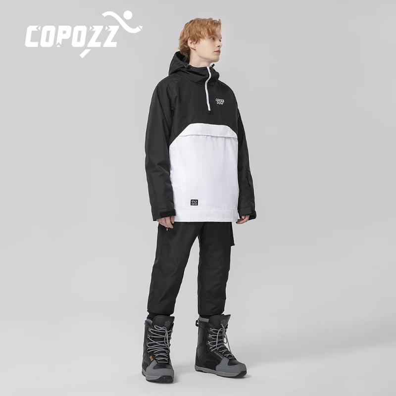 COPOZZ-traje de esquí para hombre y mujer, chaqueta con capucha cálida para deportes de invierno, pantalones de esquí impermeables a prueba de