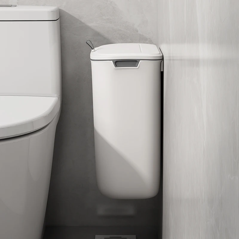 Trash can, toilet wall-mounted toilet paper storage cylinder with lid, small paper basket with cracks, sanitary bucket