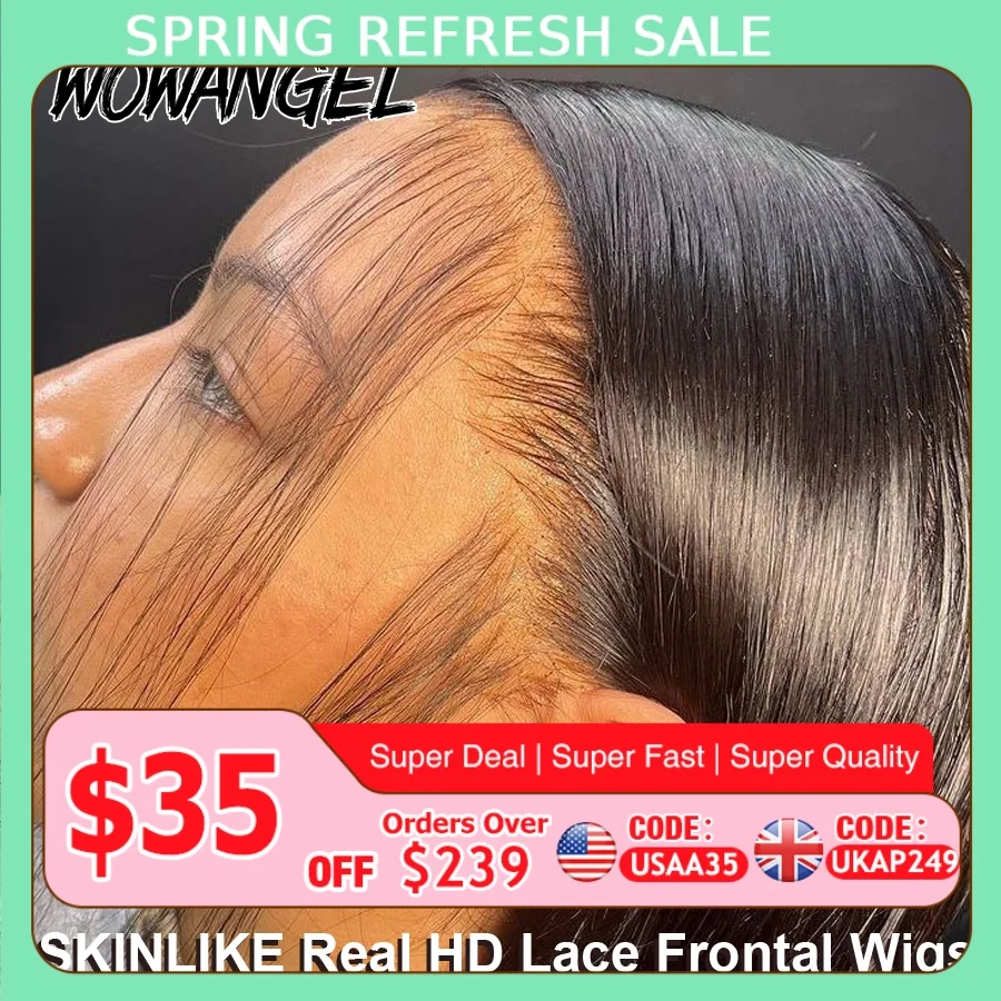 WOW ANGEL HD Lace Frontal Wig 250% 13x6 HD Lace Front Wig Прямые волосы Invisible HD Lace Melt Skin HD Lace Front Human Hair Wig