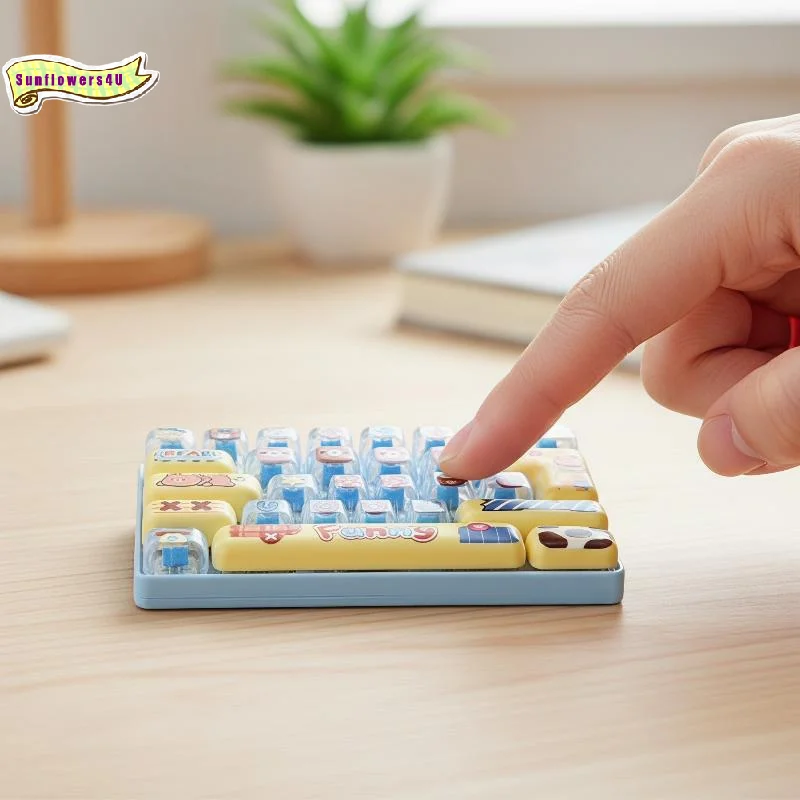 26-Key Keyboard Keychain Finger Clicker Stress Relief Portable Fidget Toy for Autistic Kids Sensory Needs Backpack Charm