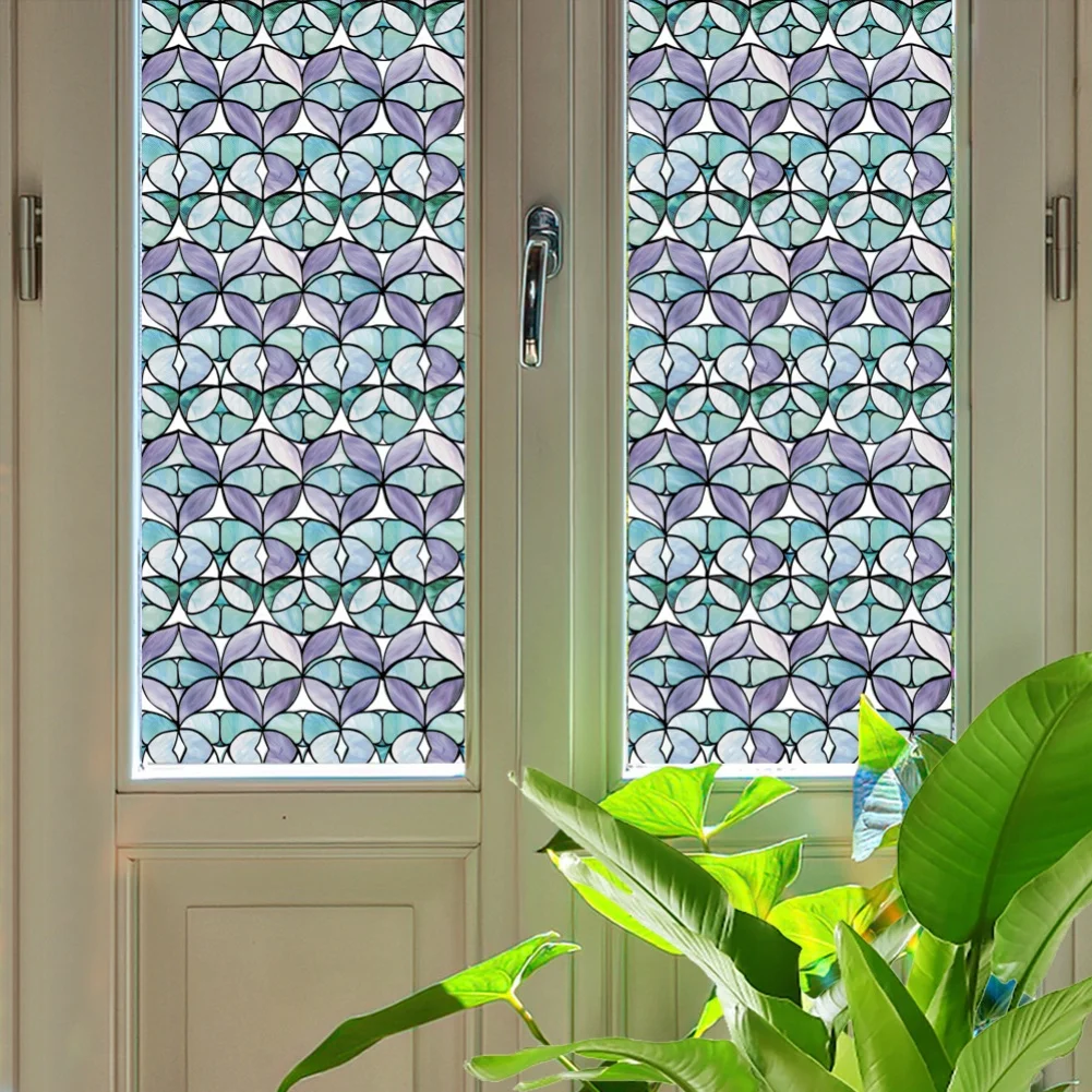 1 Set Malachite 3D Stained Glass Window Film Cling PVC Decorative Privacy Cover For Home Office Bathroom Decoration