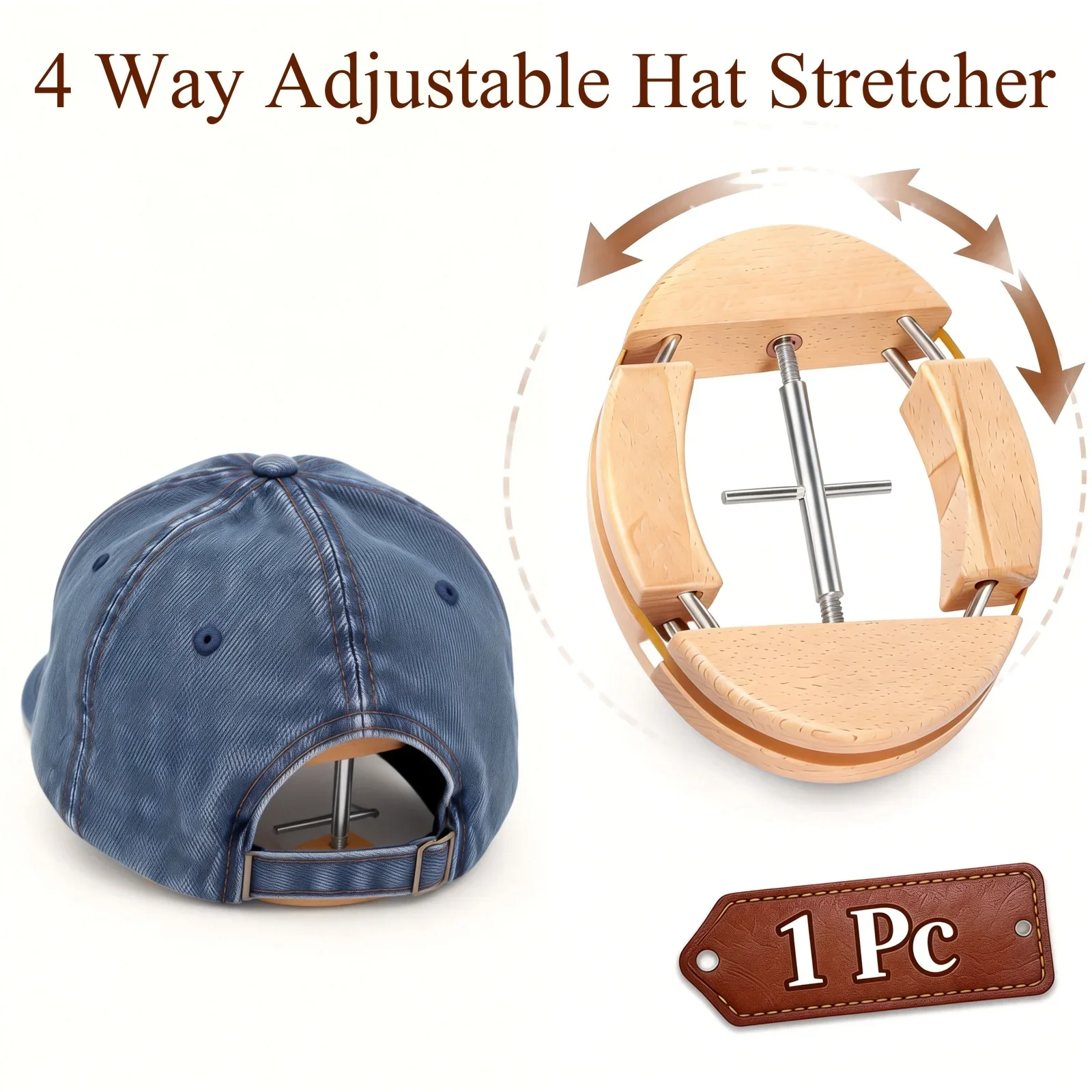 Wooden Hat Stretcher 4Way Adjustable Hat Stretcher Cap Shape Maintainer Premium Fedora Hats Rack for Storage Cowboy Baseball Cap