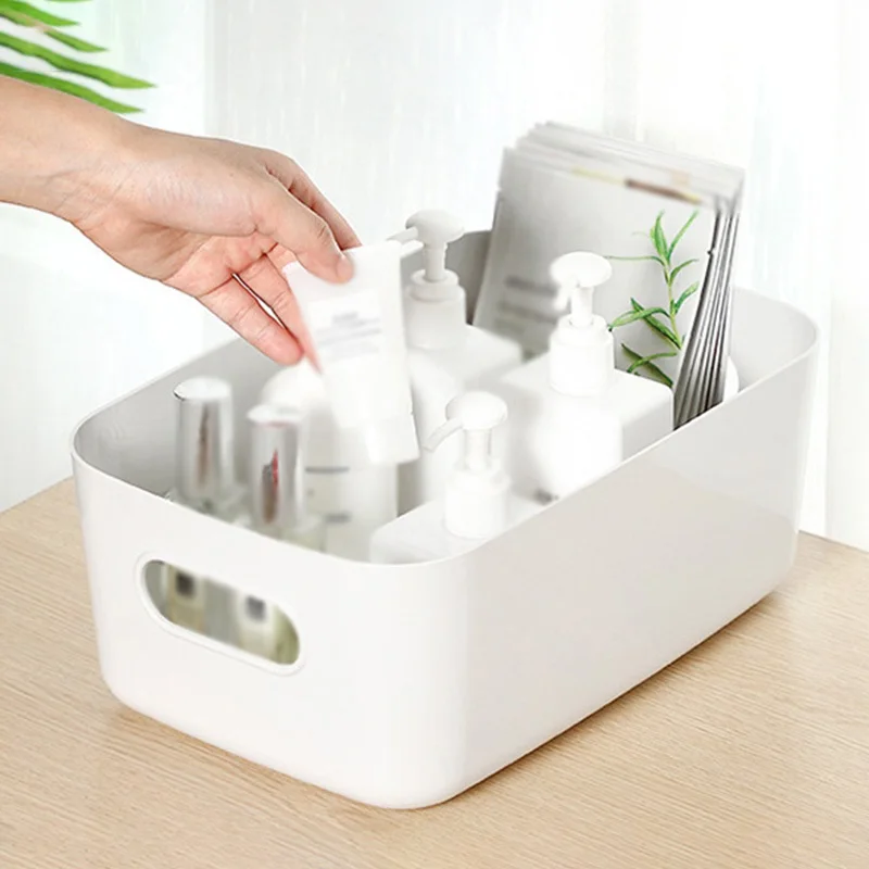 Decorative Desktop Storage Box Dormitory Sundries Plastic Cosmetic Storage Box Bathroom Kitchen Sorting Storage Basket Bins