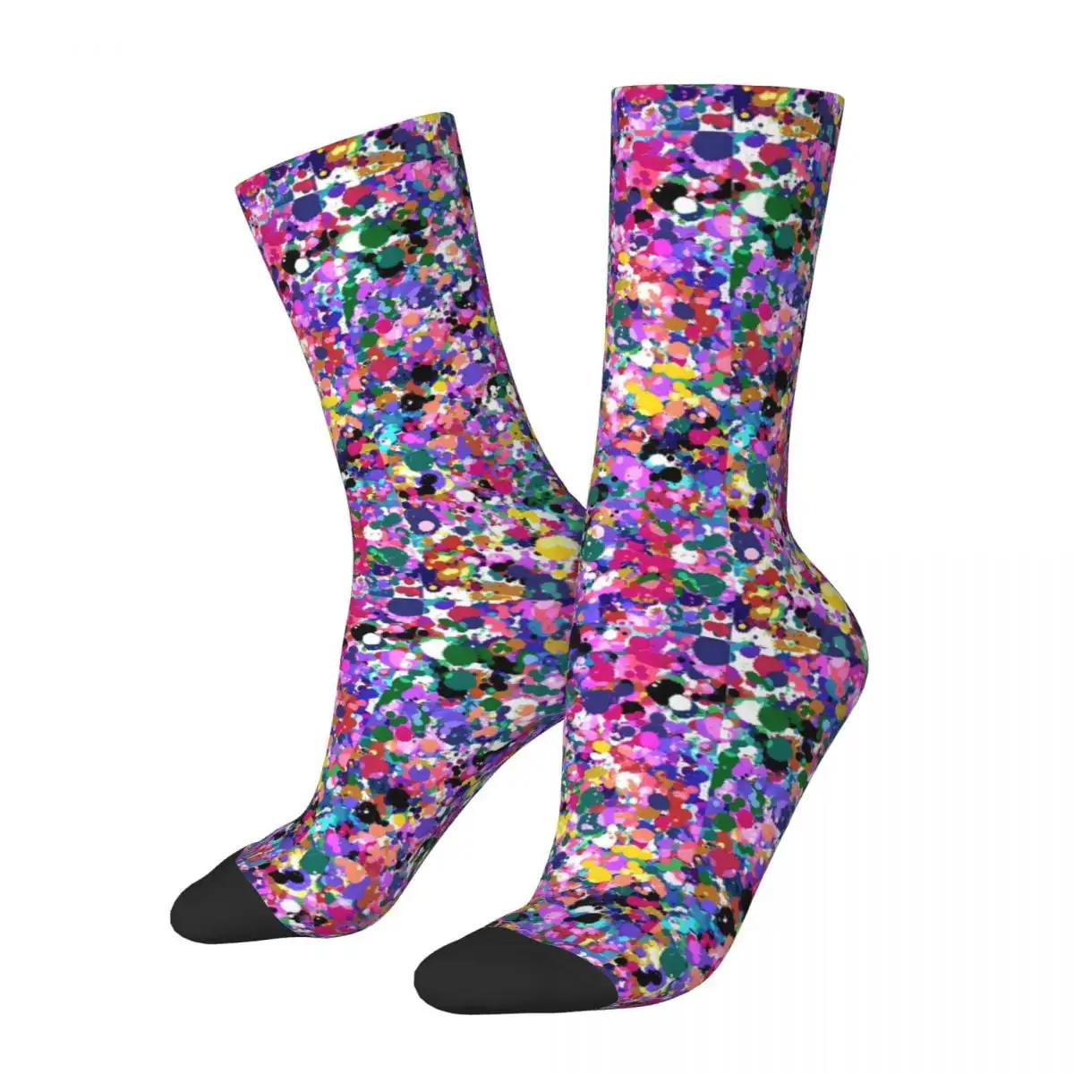 Neon Paint Print Socks Winter Colorful Tie-Dye Stockings Funny Women Men Soft Socks Custom