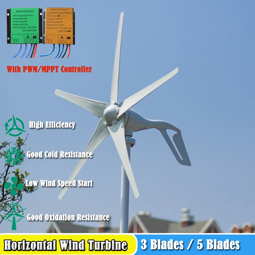 Free Energy Windmill 800W Horizontal axisl Axis Permanent Maglev Wind Turbine Generator 12v 24v 48v With MPPT Controller