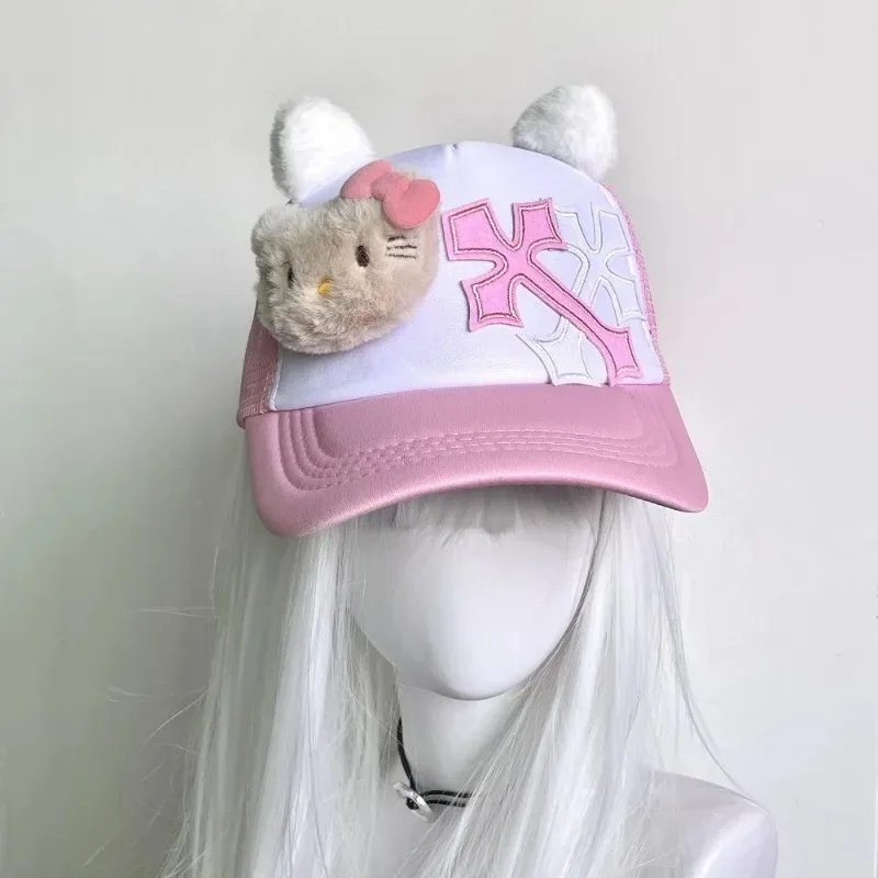 Hello Kitty Panda Sun Hat Fashion Cartoon Anime Cute Baseball Caps for Women Hip Hop Hat Unisex Street Adjustable Sun Visor Caps