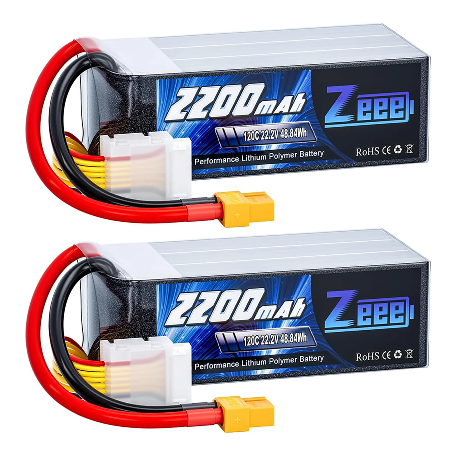 Zeee 6S 2200mAh Lipo-batterij 22,2V 120C Softcase met XT60-stekker voor RC Auto Vrachtwagen Tank RC Vliegtuig FPV Drone Racing Hobby Batterij
