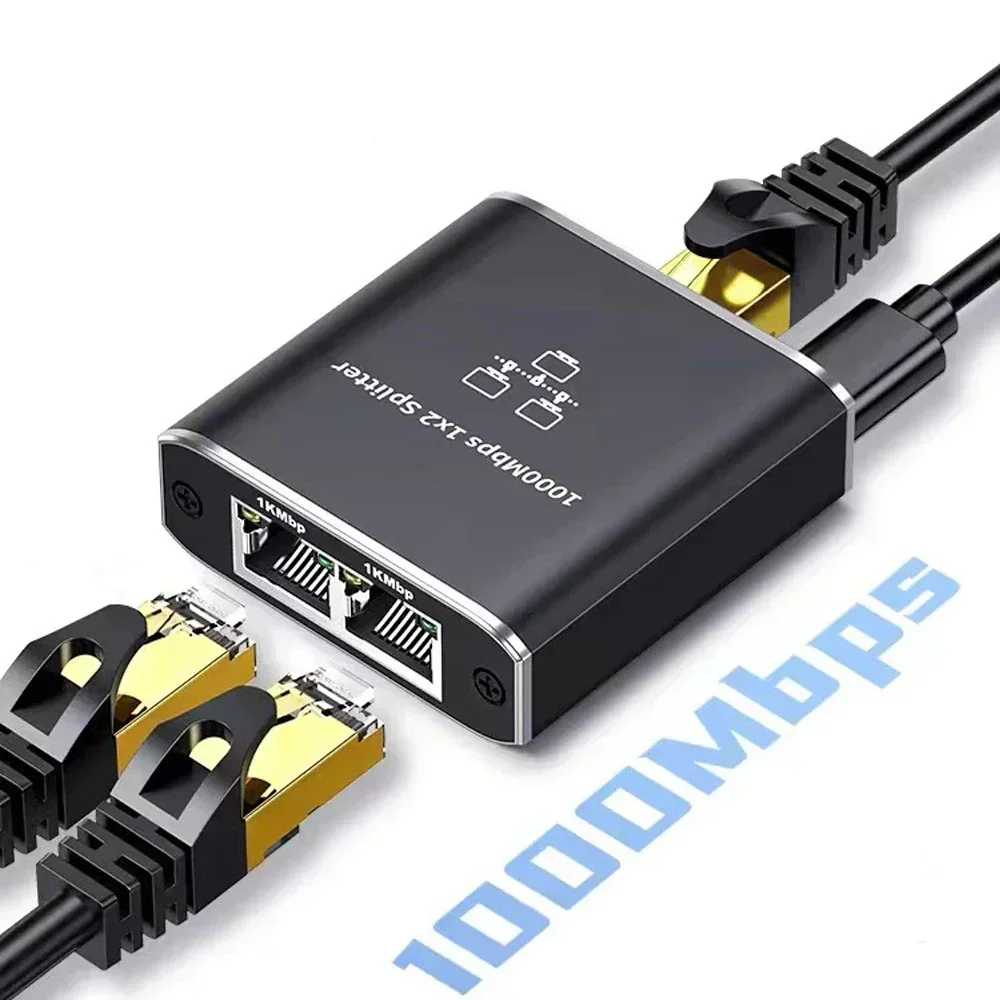 Network Distributor 1 To 2 - High Speed 1000Mbps Network Splitter Adapter With USB Power Cable For Cat5/5E/6/7/8 Cable