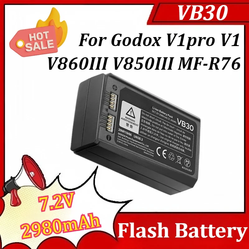 SWZY 7.2V 2980mAh VB30 for Godox V1pro V1 V860III V850III MF-R76 Camera Speedlite Flash Replacement Batteries