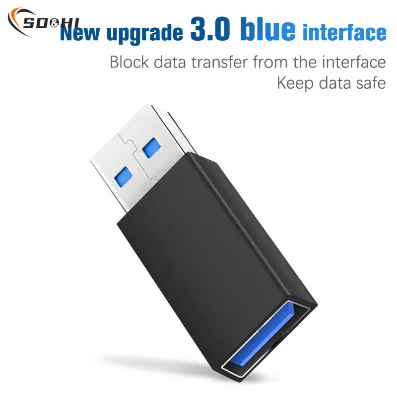 1pc BK/SV USB Anti-hacking Blockers Data Sync Blockers USB Connectors Against Juice Jacking Adapters For Blocking Data Sync