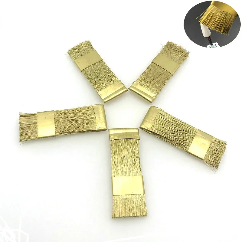 5pcs Bur Cleaning Brass Wire Brush Nail Drill Bits Cleaning Brush Copper Wire Brushes Dental Burs Files Stand Cleaning Tool