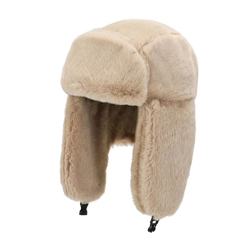 2024 New Fashion Women Bomber Hats Faux Fur Warm Thicken Earflap Caps Autumn Winter Black White Ear Protect Russian Ski Hat