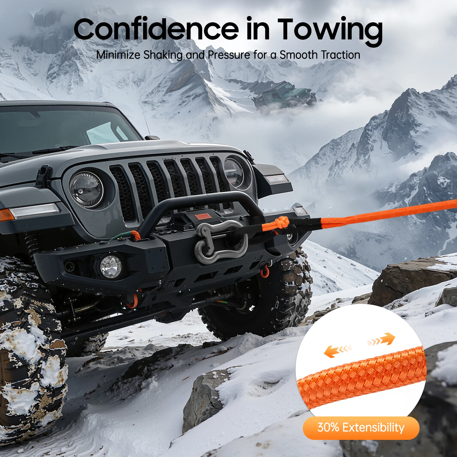 Recovery Tow Rope, Recovery Rope, Tow Strap, 3/4 Inch x 20FT, 30580LBS Break Strength, Nylon, RV Hydraulic Tool, Car Emergency Kit, Orange