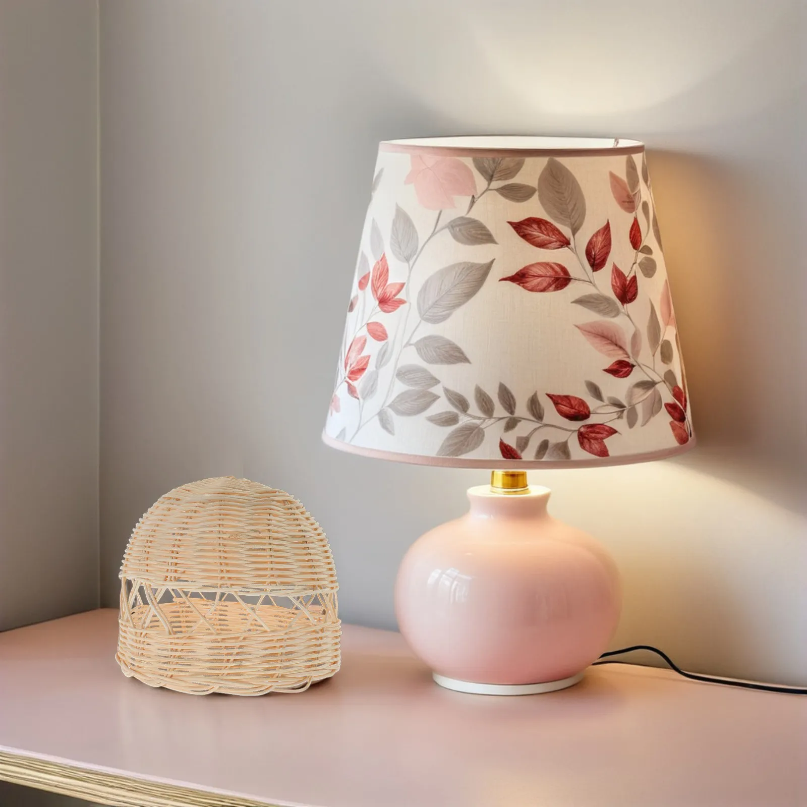 

Handwoven Rattan Lampshade 6.7x6.7 Inch Coastal Dome Shape for Table Lamp Hanging Pendant Light Floor Lamp Shade Rustic