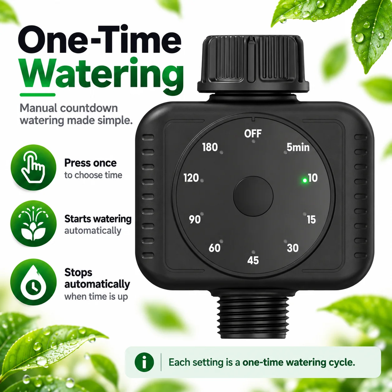 INSOMA 9 Adjustable Watering Timer One-Click Automatic Irrigation Timer for Outdoor Garden or Lawn
