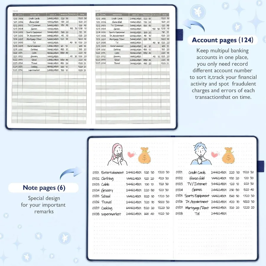 ハードカバー会計帳簿 7x10 小規模ビジネスの会計処理や個人財務追跡用 銀行会計ログを記録するため