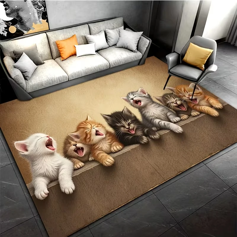 Cat Lover Design Carpet Real Kitten Print Living Room Sofa Rug Bedroom Bedside Mat Kitchen Lounge Room Decor Home Non Slip Gift