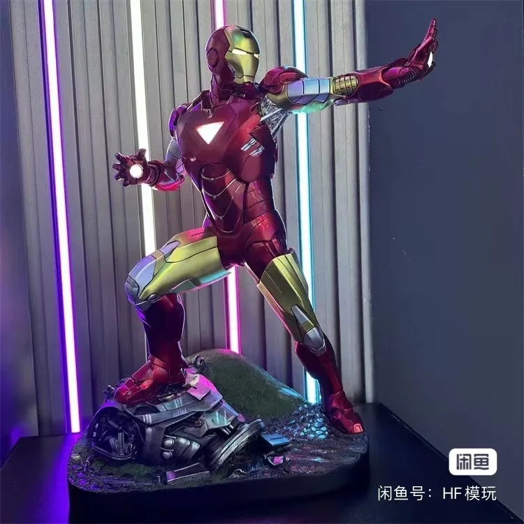 50cm Marvel Avengers Iron Man Mk6 Anime Figures Large Figurine Luminous Figures Gk PVC Model Ornaments Boyfriend Birthday Gift