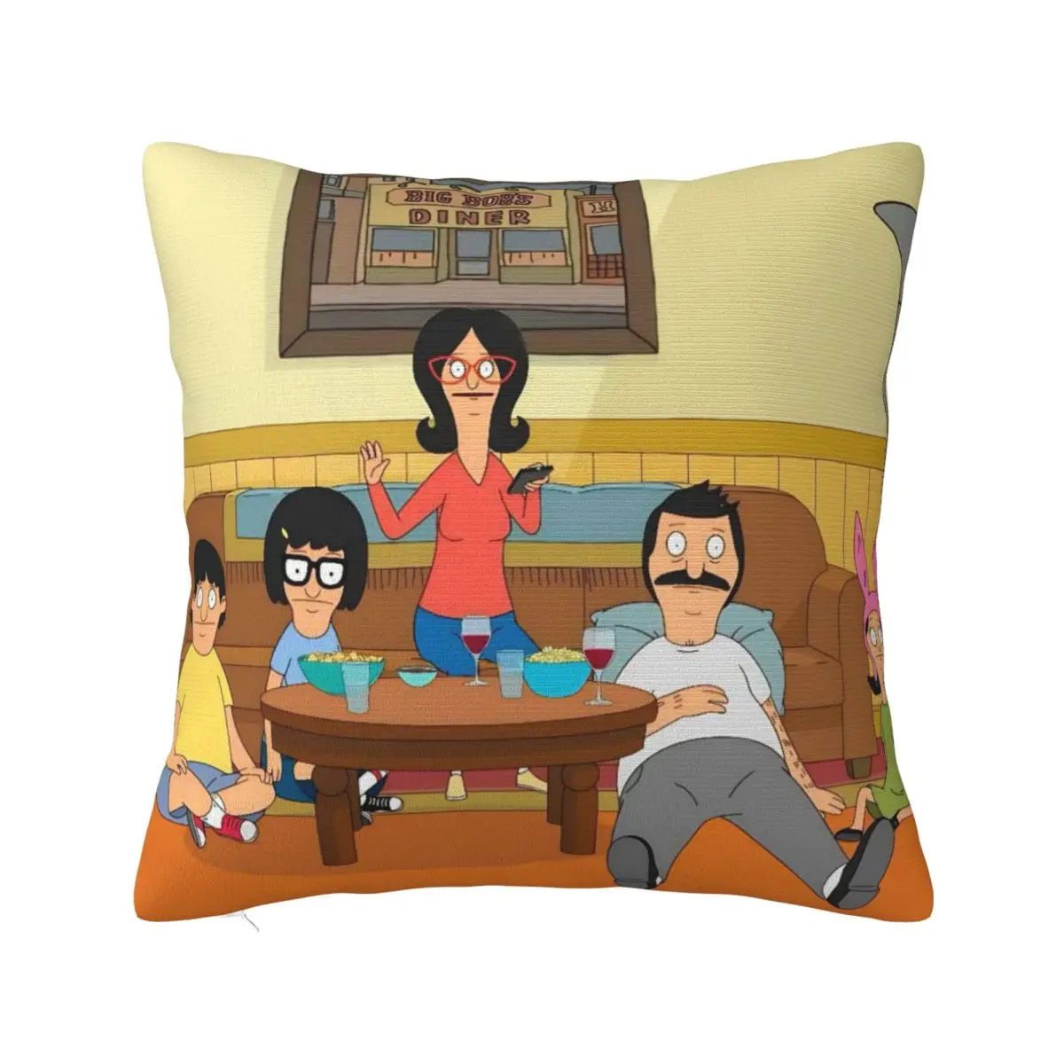 B-Bobs Burgers Thanksgiving Pillow Cover Printing Polyester Cushion Cover Gift Pillow Case Cover Home Zipper 40X40cm Multi-Size