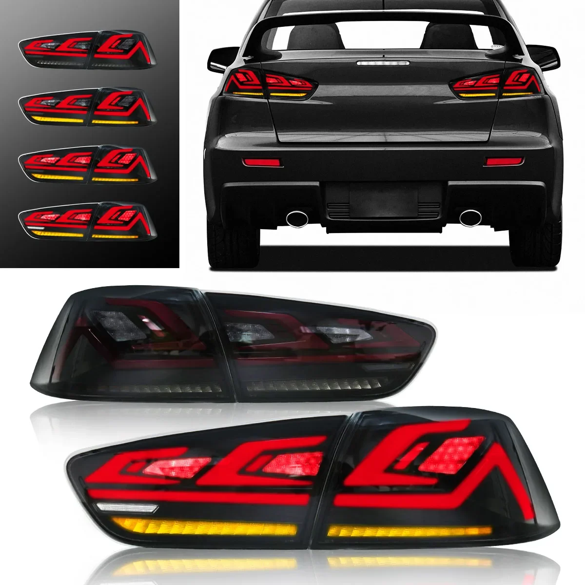 Car Tail Light Assembly For Mitsubishi Lancer Evo-X Sedan 2008-2017 LED Dynamic Turn Signal Lamp Rear Warning Brake Reverse Lamp