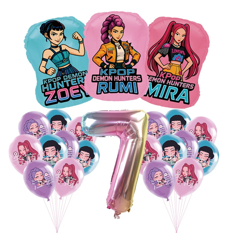 

Набор воздушных шаров с номером Demon Hunters Kpop, украшение на день рождения, воздушный шар из алюминиевой фольги для девочек, реквизит для фотосессии, милые принадлежности для детского душа, вечерние принадлежности